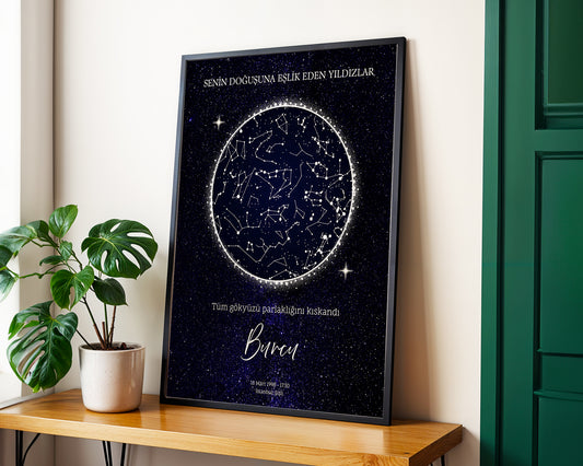 Kişiye Özel 'Gökyüzü Haritası' Poster