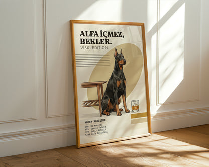 Kişiye Özel 'Woof' Köpek & Kokteyl Posteri