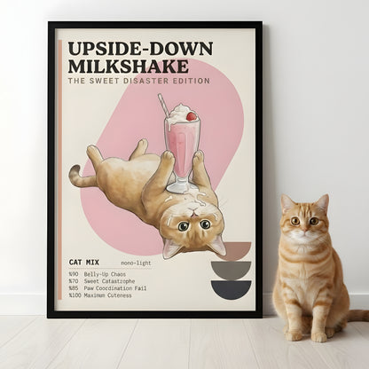 Kişiye Özel 'Meow' Kedi & Kokteyl Posteri