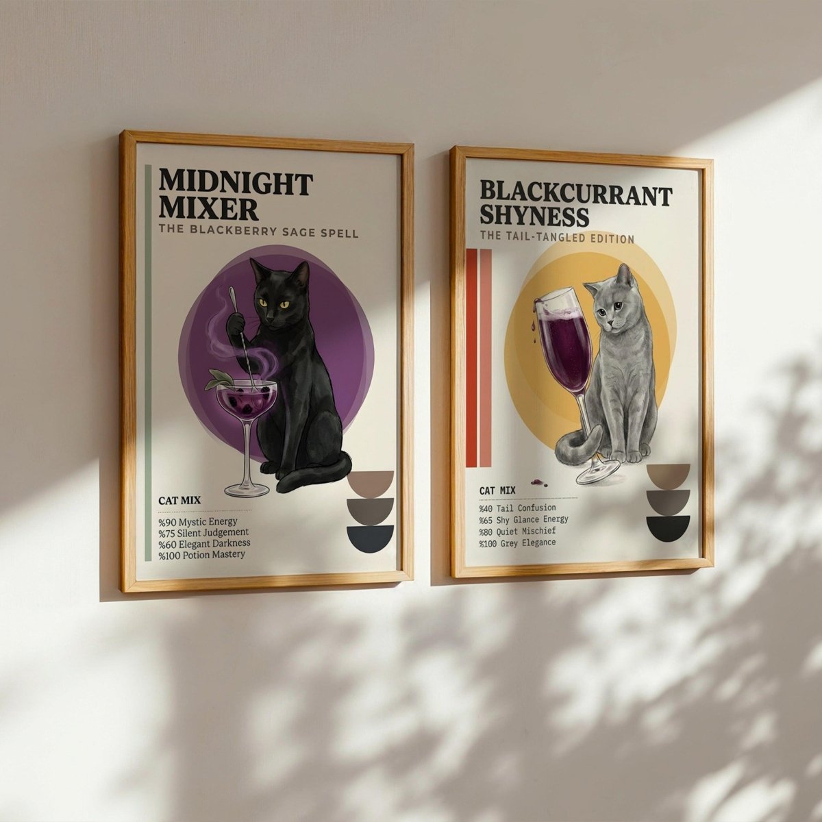 Kişiye Özel 'Meow' Kedi & Kokteyl Posteri - Posteriya®