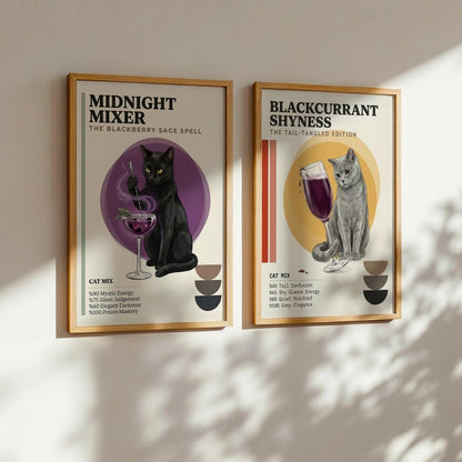 Kişiye Özel 'Meow' Kedi & Kokteyl Posteri - Posteriya®