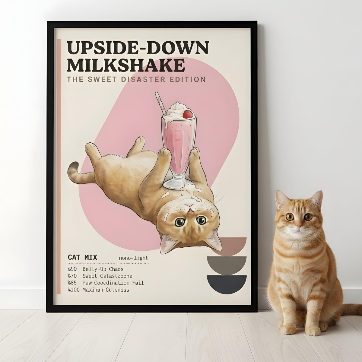 Kişiye Özel 'Meow' Kedi & Kokteyl Posteri - Posteriya®