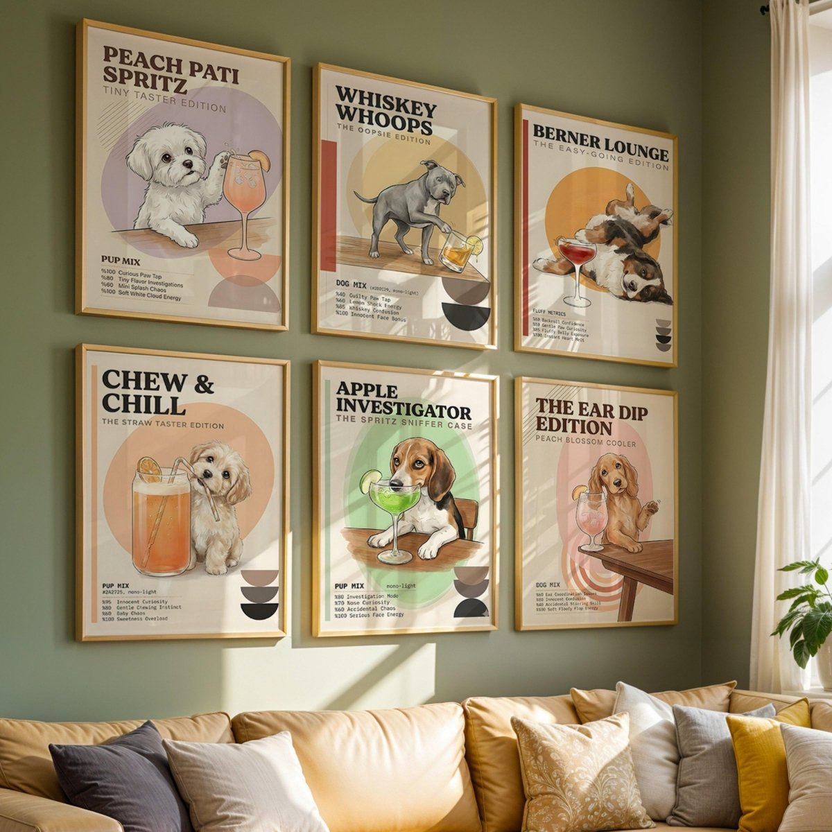 Kişiye Özel 'Woof' Köpek & Kokteyl Posteri - Posteriya®