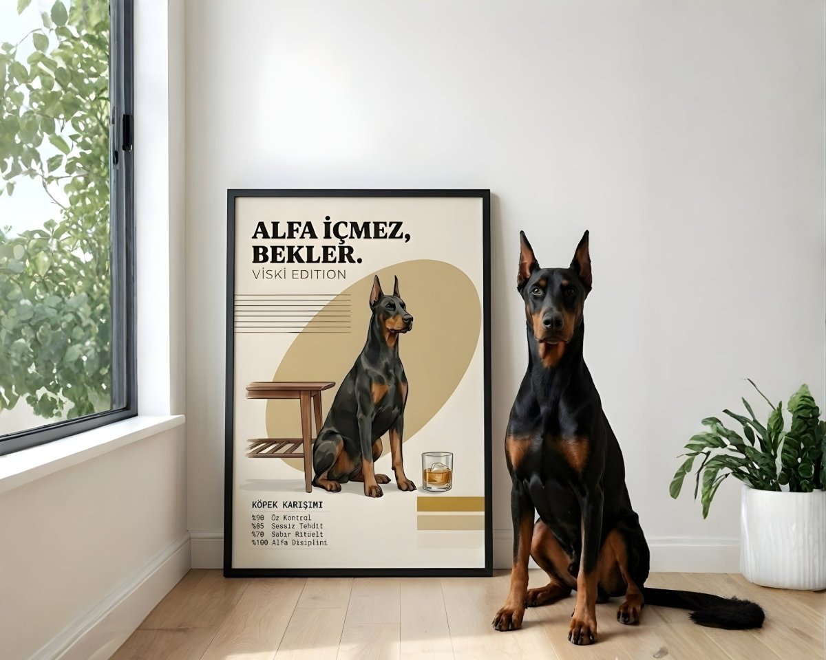 Kişiye Özel 'Woof' Köpek & Kokteyl Posteri - Posteriya®
