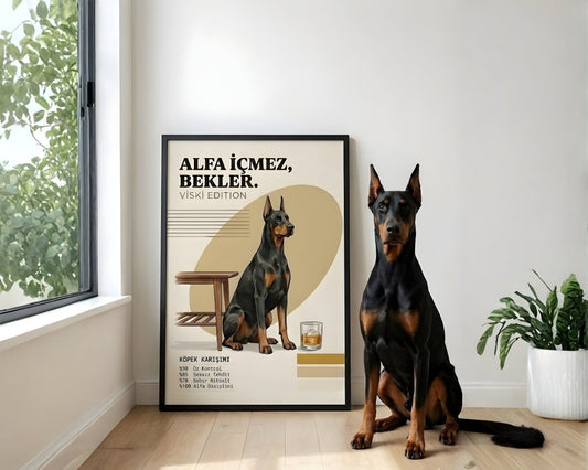 Kişiye Özel 'Woof' Köpek & Kokteyl Posteri - Posteriya®