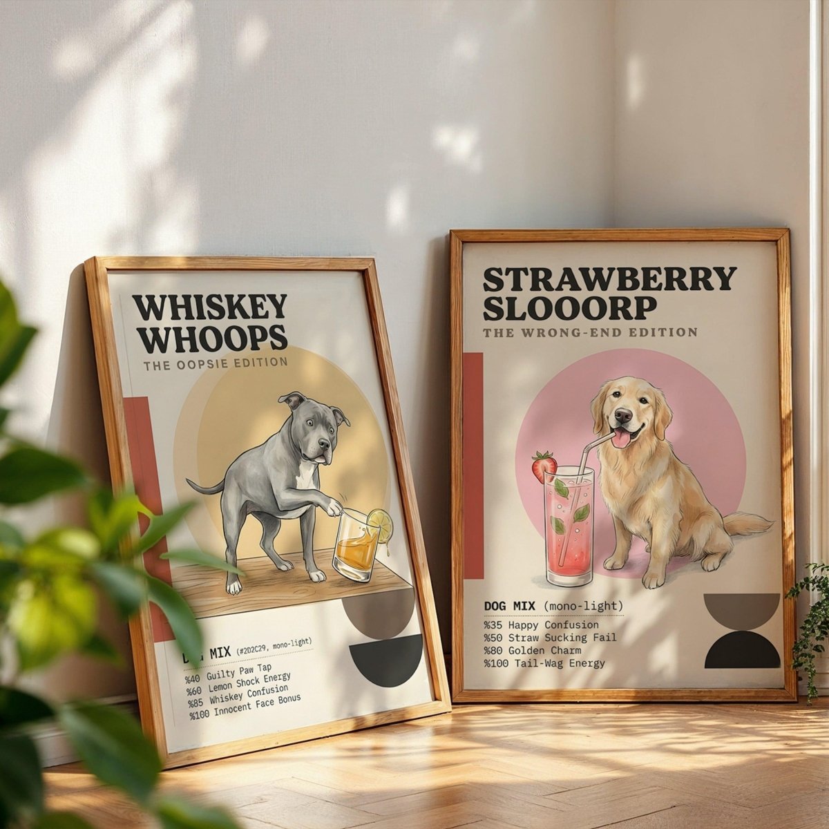 Kişiye Özel 'Woof' Köpek & Kokteyl Posteri - Posteriya®