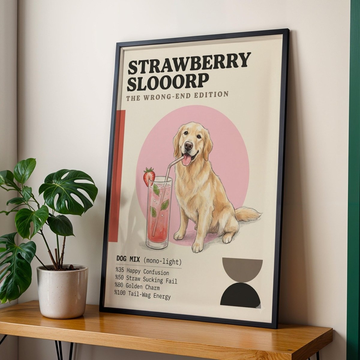 Kişiye Özel 'Woof' Köpek & Kokteyl Posteri - Posteriya®